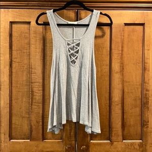 Criss-cross grey tank top